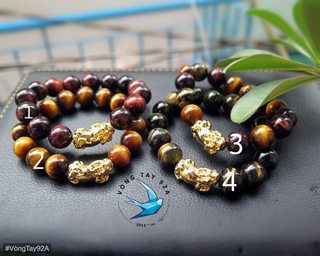 Vòng Đá Mắt Hổ Mix Tỳ Hưu Vàng