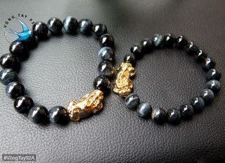 Vòng đá mắt hổ đen mix tỳ hưu !!!